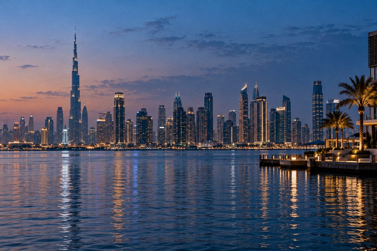 Dubai's skyline at blue hour